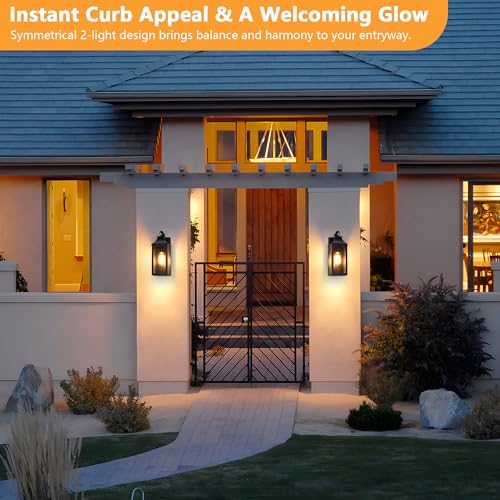 13.6 Inch Matte Black Exterior Wall Lantern with Clear Glass Shade