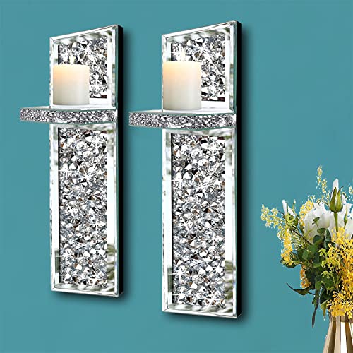 Set of 2 Crystal Crush Diamond Candle Sconces (2 Count)
