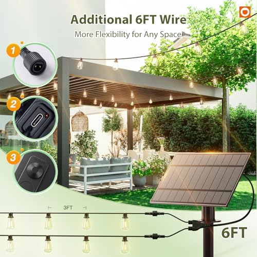 102(96+6) FT Solar String Lights Waterproof, 48+4 LED Shatterproof (102 Foot)