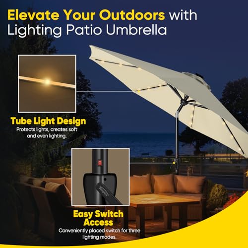 9ft Patio LED Umbrella with light