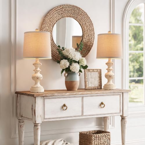 Farmhouse Table Lamp Set of 2 (Washed White)