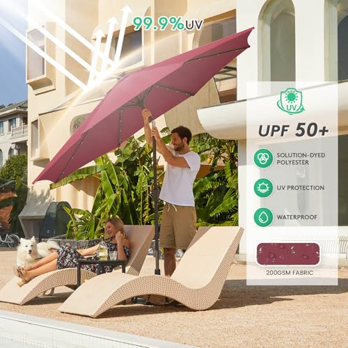 9' Patio Umbrella with Solar Lights
