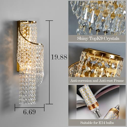 K9 Crystal Wall Sconces Gold