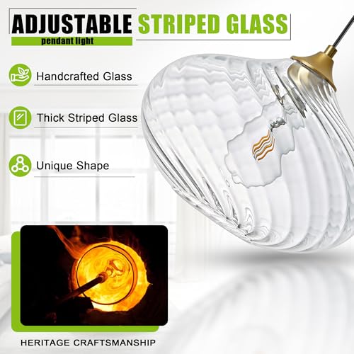 11in Gold Pendant Lights Kitchen Island with Clear Glass Shade 1Pack