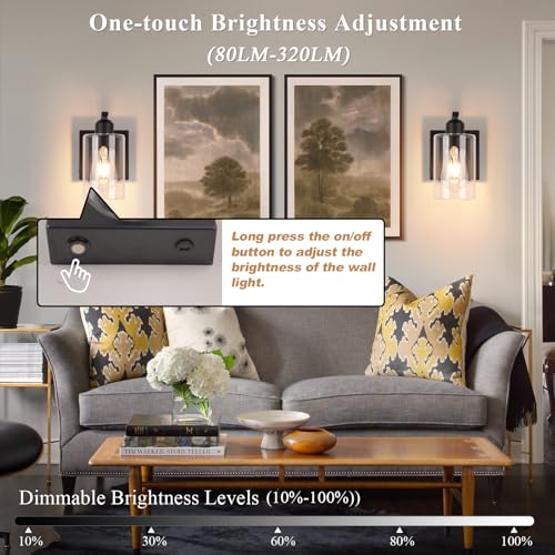 8 Inch Battery Operated Wall Sconces Set of 2 (2 Count)