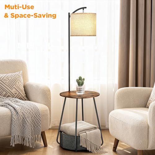Floor Lamp with Table (Rustic Brown)