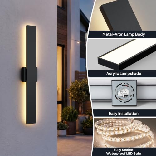 2 Pack LED Outdoor Wall Sconce Dimmable (31.5in)
