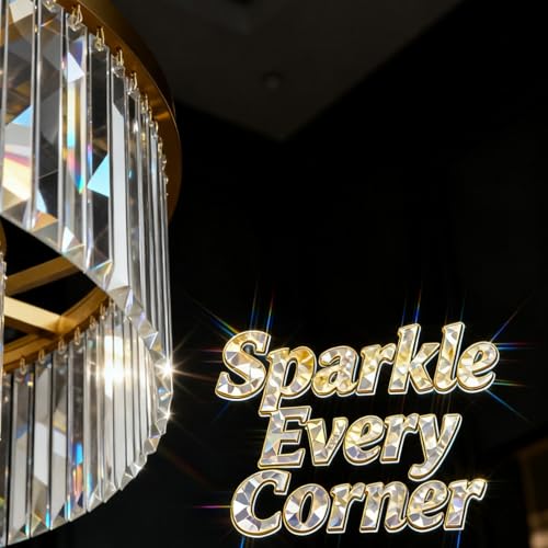 Brushed Copper Crystal Chandeliers Modern Contemporary Ceiling Lights Fixtures Pendant Lighting for Dining Room Living Room Chandelier D33.5 8 Lights