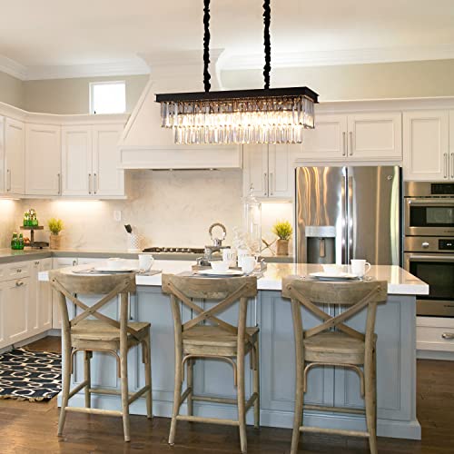 Rectangular Crystal Chandelier Dining Room Black Rectangle Pendant Light