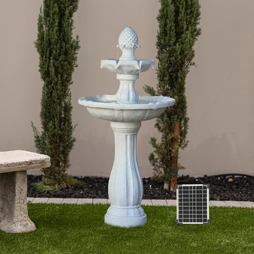 44" 2 Tier Solar Outdoor Water Fountain