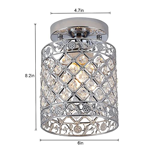 Mini Style Modern Decor Crystal Flush Mount Ceiling Light Fixture Crystal Chandeliers Light Ceiling Lamp for Hallway