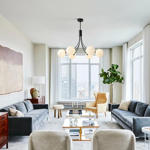 6 Light Modern Farmhouse Black Chandelier