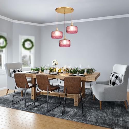 Gold Cluster Chandelier Globe Glass Ceiling Pendant Lights Pink Hanging Pendant Light Brushed Brass Dining Room Chandeliers Mid Century Modern Hanging Light Kitchen Adjustable Cord