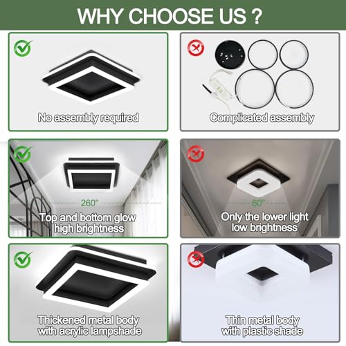 3 Packs Square Flush Mount Ceiling Light