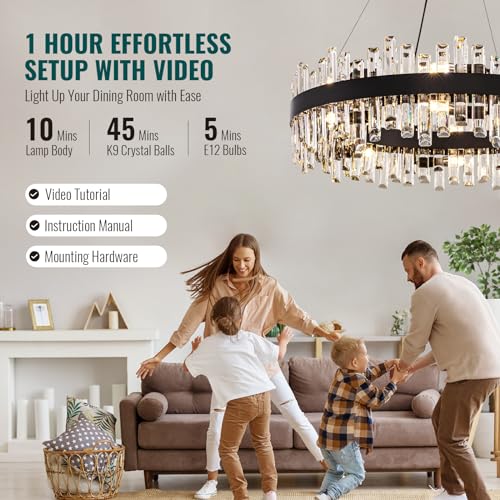 Modern Black Crystal Chandelier
