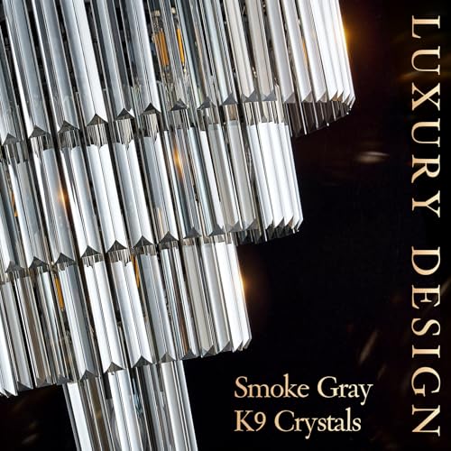 24" Smoke Gray Crystal Chandeliers