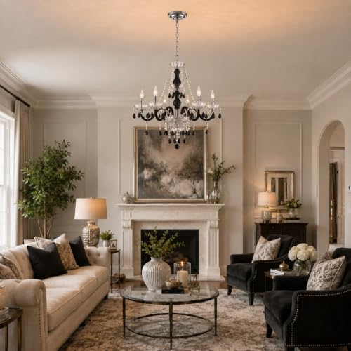 Saint Mossi Black and Clear Crystal Chandelier