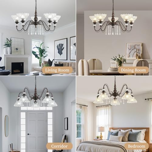 5 Light Vintage Chandelier in Oil Rubbed Bronze Finish with Flower (5-Light / Oil-Rubbed Bronze)