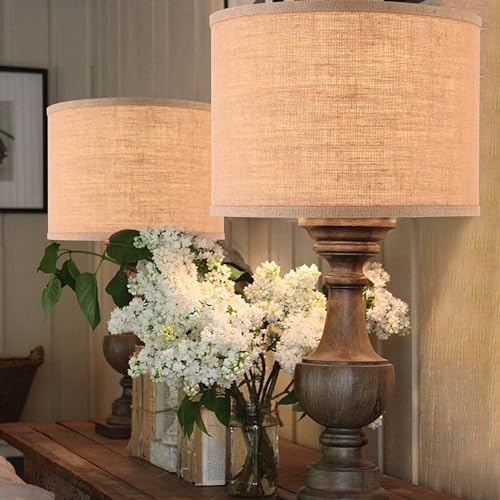Burlap Lamp Shades Set of 2 Large Durm Lamp Shade 16" Top x 16" Bottom x 12" High (2 Count)