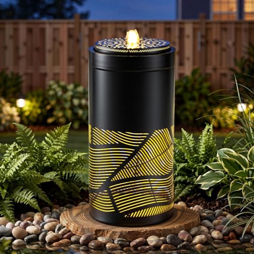 24" H Metal Cutout Outdoor Fountain with Charming LED Lights&Shadows