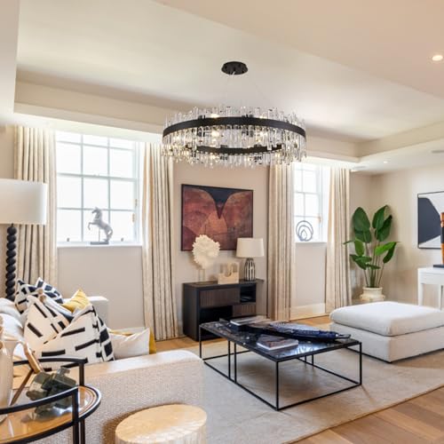 Modern Crystal Chandelier Farmhouse Black Round 2