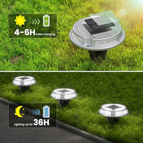 Solar Driveway Deck Dock Marine Lights 2 Colors Modes (16 Count)