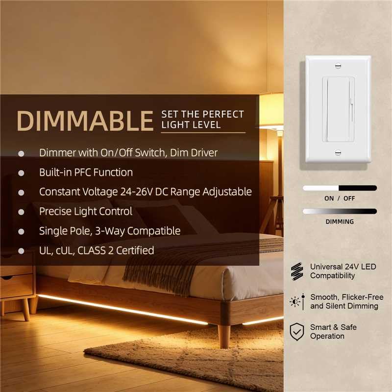 Dimmer Light Switch & 12V 60W Dimmable LED Driver 2 in 1