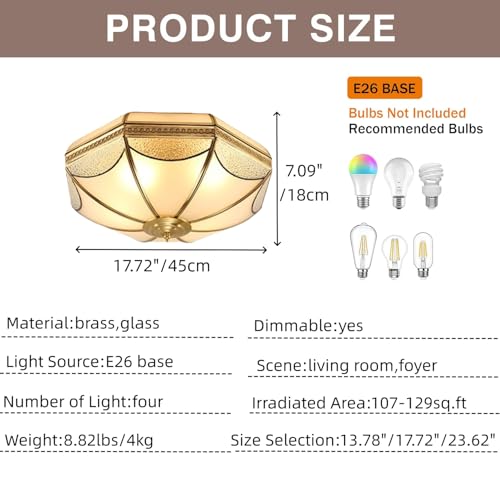 18 Inch Vintage Brass Flush Mount Ceiling Light