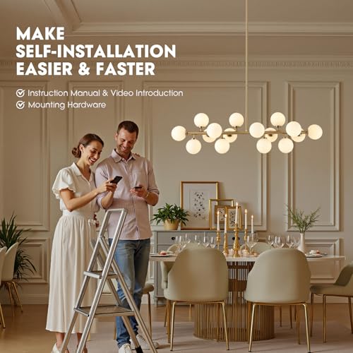 Gold Mid Century Modern Sputnik Chandeliers for Dining Room Light Fixture
