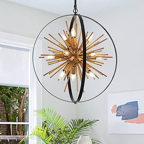 23.2" Black Gold Globe Sputnik Chandelier