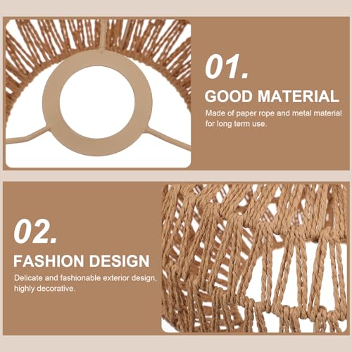 Woven Paper Rope Lamp Shade Simulation Rattan Pendant Light Shade