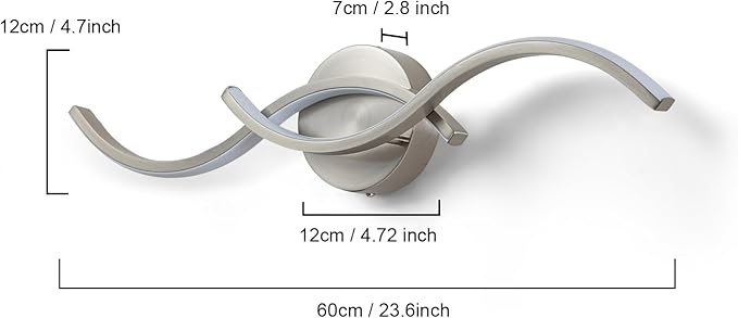 EDISLIVE Modern Wave LED Vanity Light Dimmable Modern Led Vanity Light Fixtures Linear Wall Sconce with Acrylic Strip Shade，24 in LED Vanity Lights for Bathroom Bedroom Makeup Living Room, Nickel