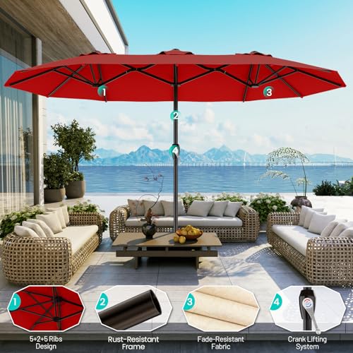 15FT Outdoor Patio Umbrella with Crank