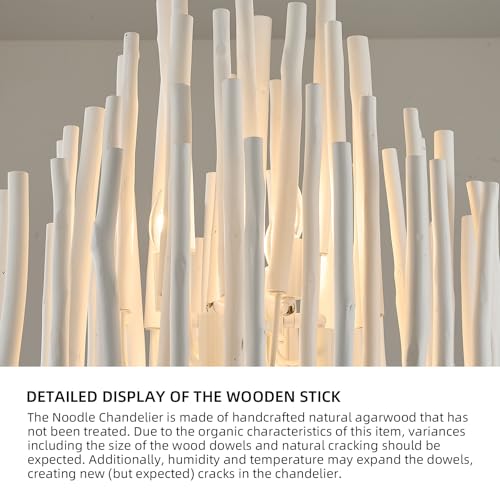 Whitewash Wood Large Chandelier Industrial Hanging Light Fixture 21 Inch