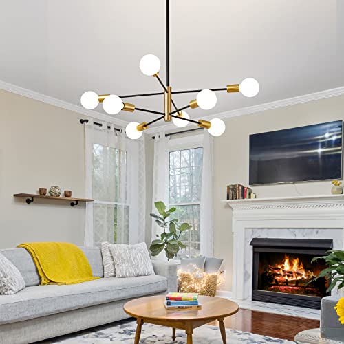 Modern Sputnik Chandeliers Black and Gold Mid Century Chandelier 8