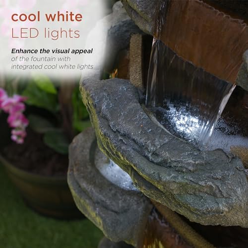TZL352 Outdoor Floor Stone Tower Fountain with LED Lights