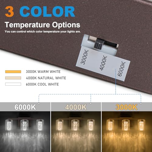 3 Light Bronze Vanity Light with 3 Color Modes (3 Count)