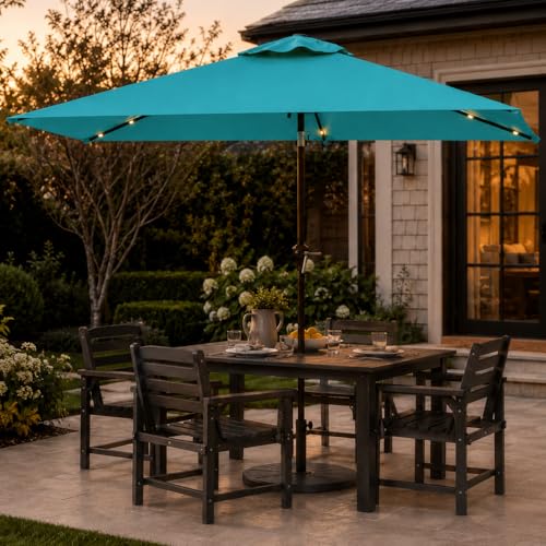 6.5 x 10ft Rectangular Patio Umbrella with Solar Lights