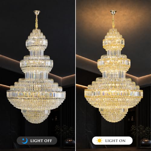 47 Inch Large Crystal Chandelier Gold Modern Light Fixture