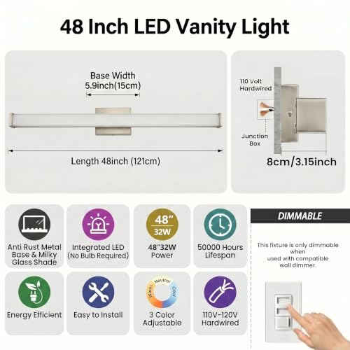 48" Modern LED Bathroom Light Fixtures (48 Count)