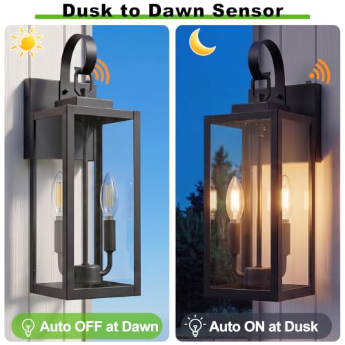 18” Dusk to Dawn Outdoor Wall Lights (Black (Dusk-to-Dawn) / 18in)