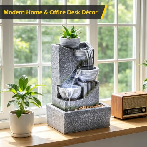 Tabletop Water Fountain Waterfall Fountains Indoor with LED