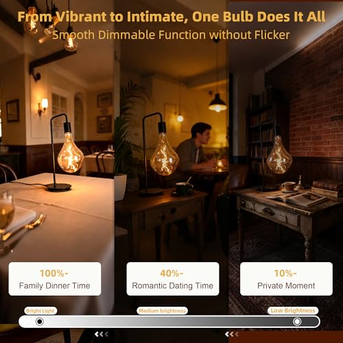 Oversized Irregular Vintage LEDEdison Bulbs Dimmable 2200K 5W Amber E26 2PK (2 Count)