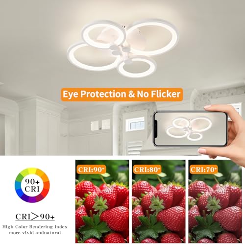 Modern LED Ceiling Lights Fixture Dimmable Flush Mount White Acrylic 4