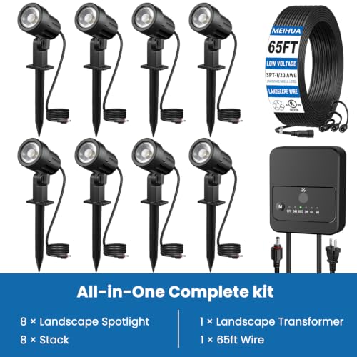 All-in-One Low Voltage Landscape Lighting Kit, Dusk to Dawn, 8-Pack