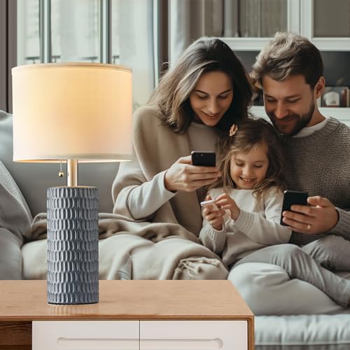 20” Modern Ceramic Table Lamps for Bedroom (2 Count)