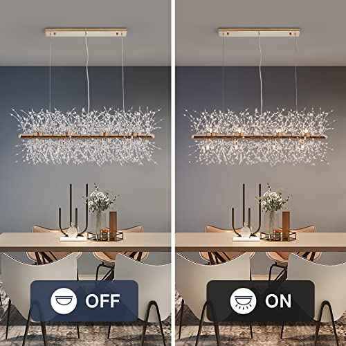 CM MZY 12-Light Crystal Firework Chandelier, Modern Dining Room Lighting Fixture, Gold Metal Finish