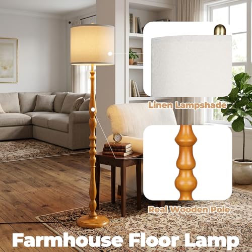 Wood Floor Lamp for Living Room (Rosewood)