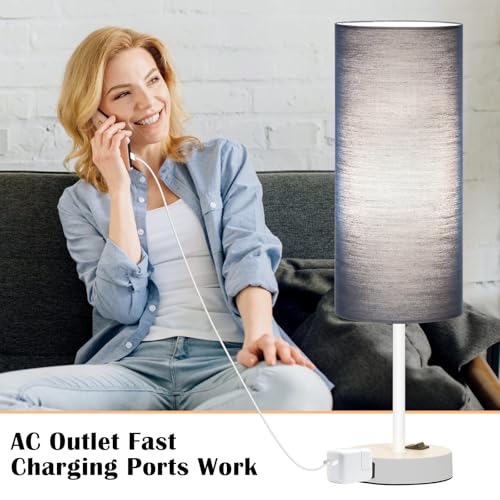 18" Bedside Lamp for Bedroom Set of 2 Dimmable Table Lamp