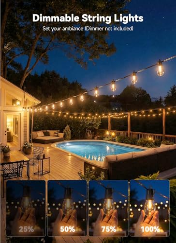 31FT Outdoor String LED Patio Lights Waterproof